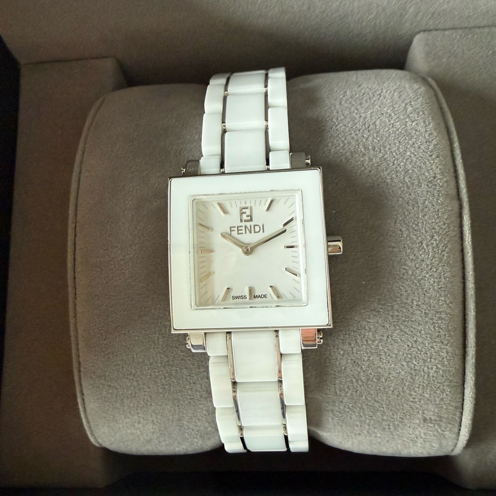 Fendi White Ceramic Square Watch